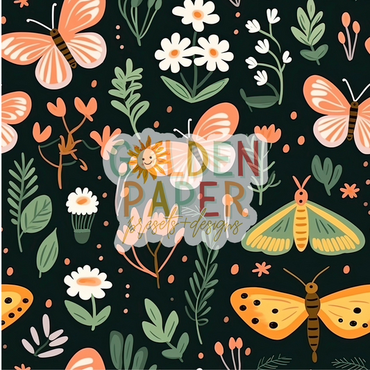 Butterfly | Moth | Nature | Flower | Seamless Pattern