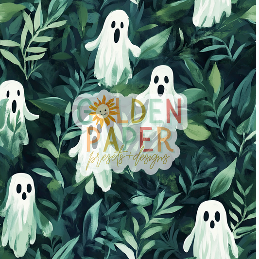 Ghost | 3D | Vine | Green | Leaves | Vine | Seamless Pattern