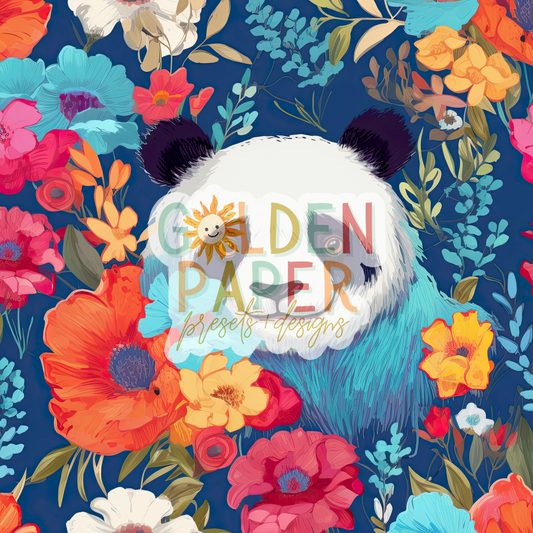 Panda | Spring | Bright | Floral | Seamless Pattern