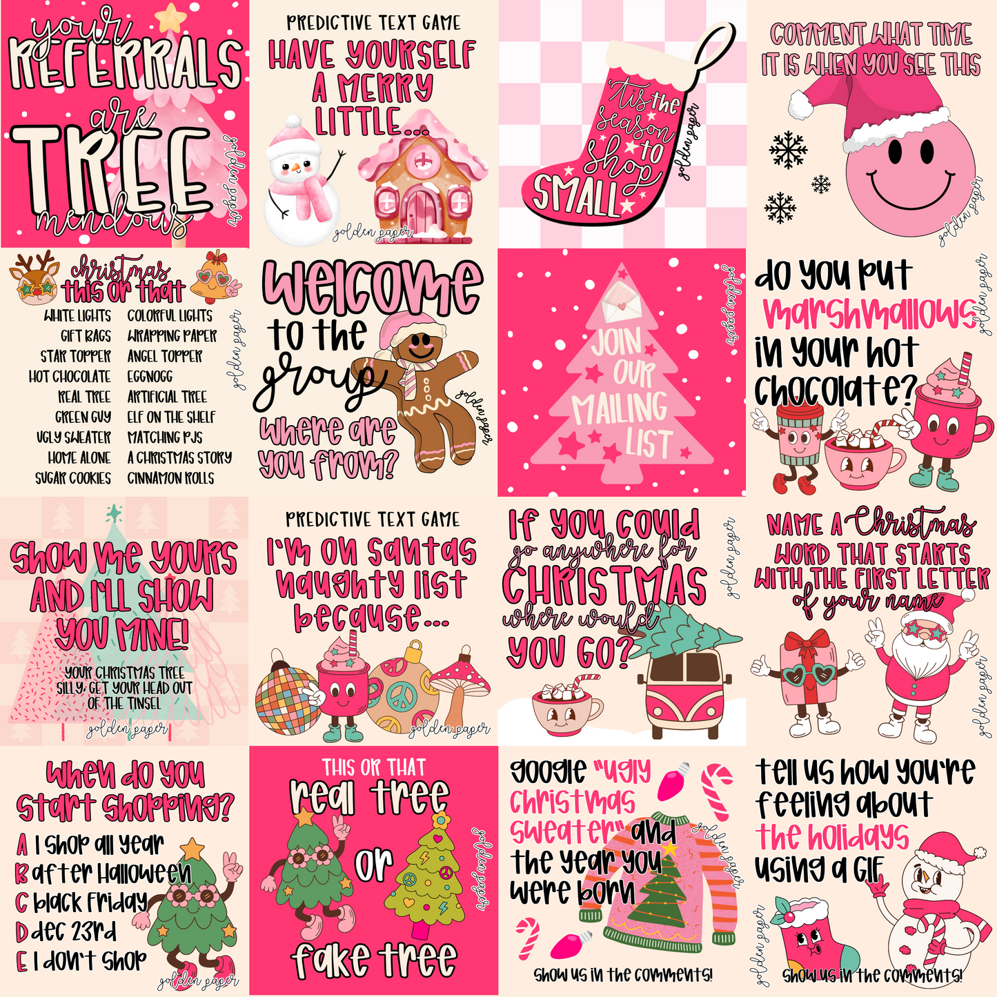 Engagement Graphic Pack | Pink Christmas