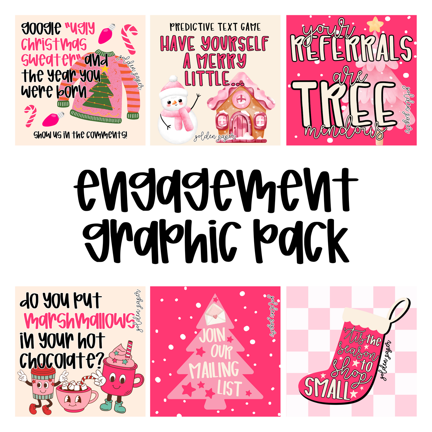 Engagement Graphic Pack | Pink Christmas