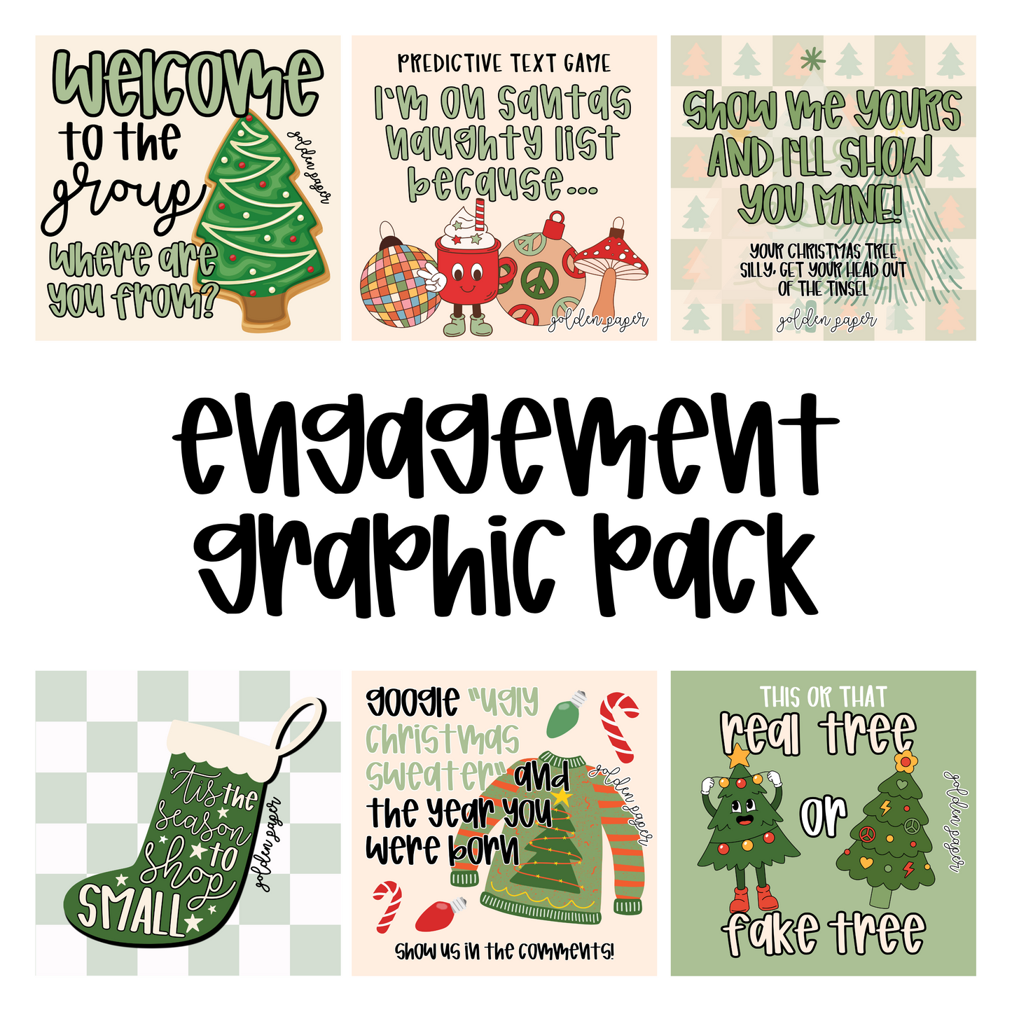 Engagement Graphic Pack | Green Christmas