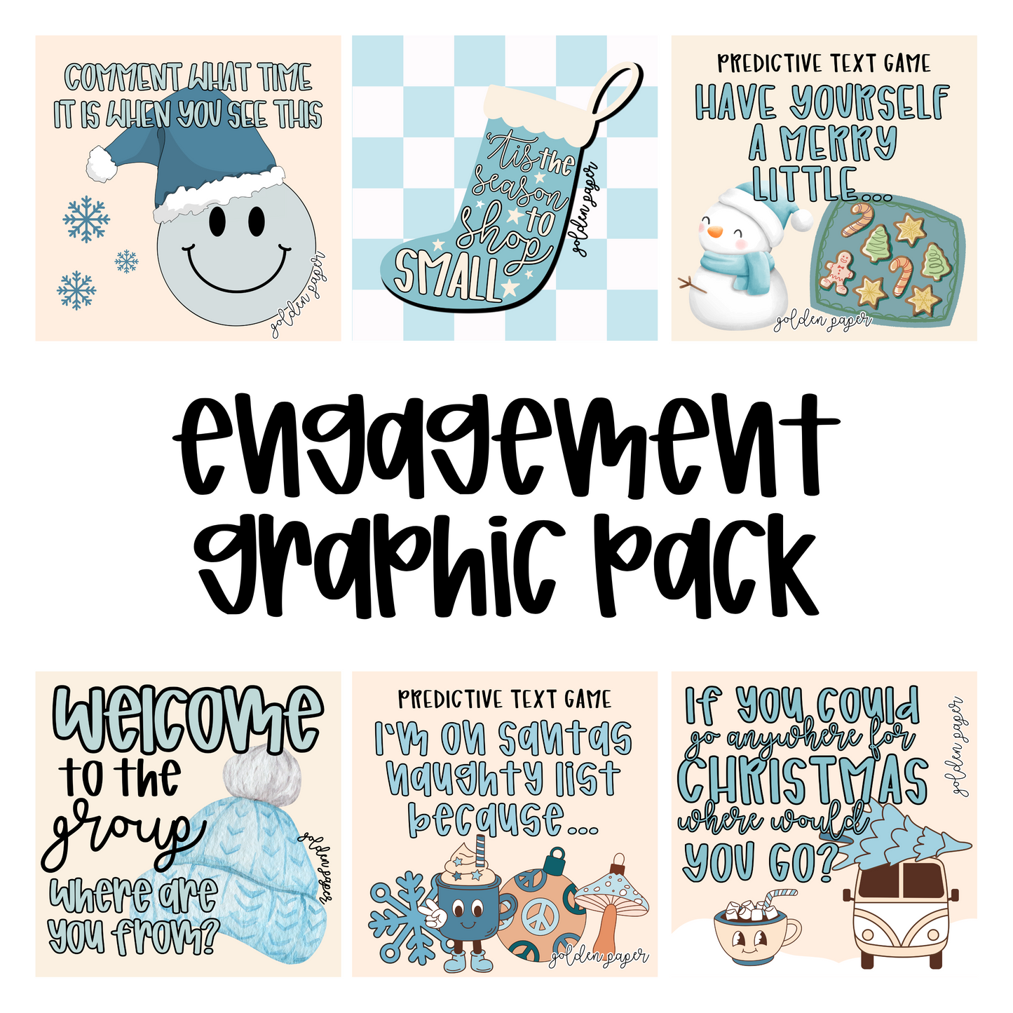 Engagement Graphic Pack | Blue Christmas