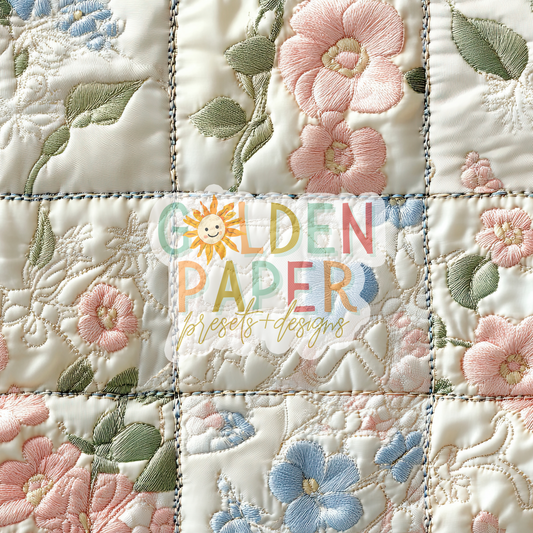 Quilt | Light Pink | Sage | Light Blue | Seamless Pattern