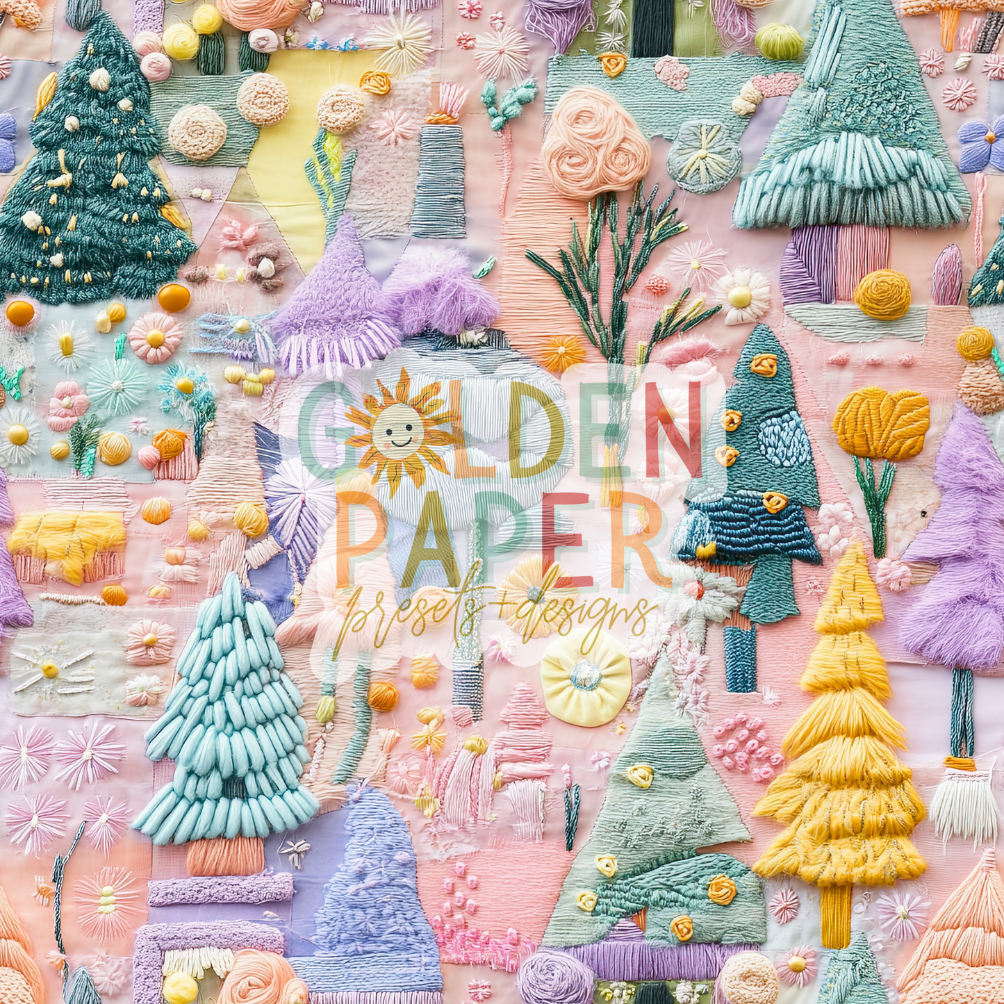 Christmas | Pastel | Embroidery | Seamless Pattern