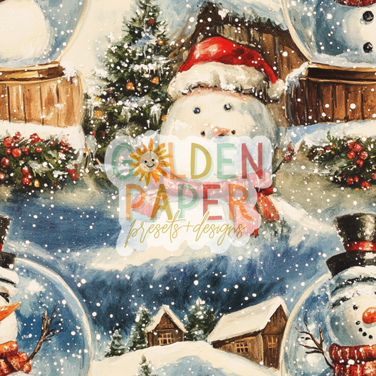 Christmas | Village | Snowman | Pine Tree | Seamless Pattern