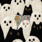 Ghost | Cat | Black | White | Embroidery | 3D | Seamless Pattern