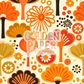 Fall | Autumn | Tree | Outdoor | Flower | Cream | Orange | Mustard | Seamless Pattern