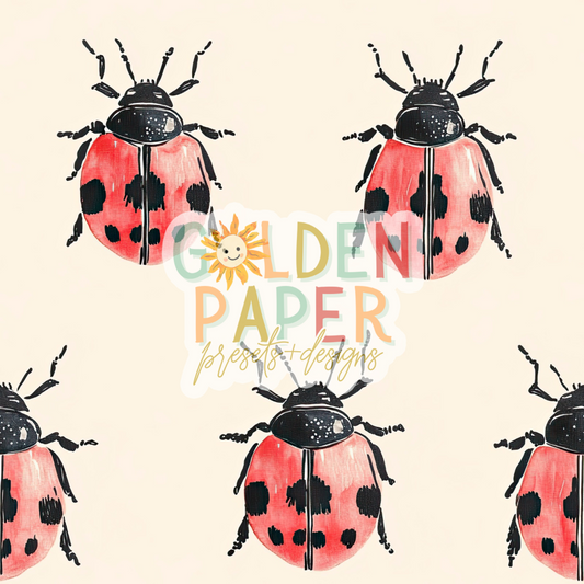 Bugs | Ladybug | Hand painted | Seamless Pattern